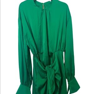 NWOT Emerald Green Wrap-Around Silk Mini-Dress